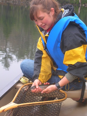 Brynna's first trout on a fly